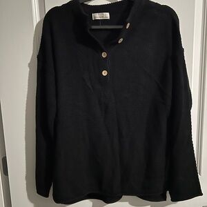 Black Sweater with Button Detail